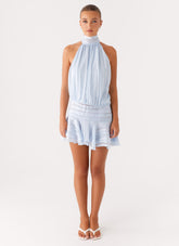 Willow Chiffon Mini Dress - Blue